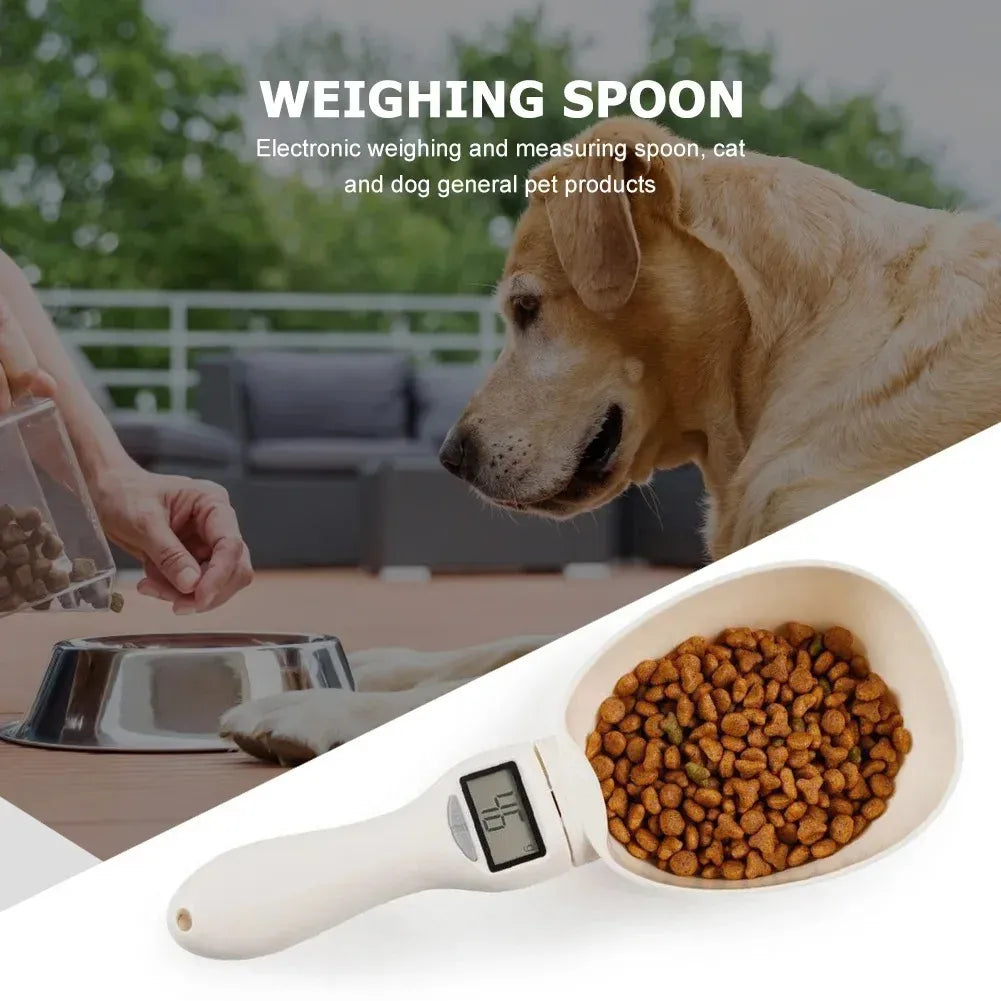 Cuchara electrónica para pesar comida de perro y gato, con pantalla digital y croquetas