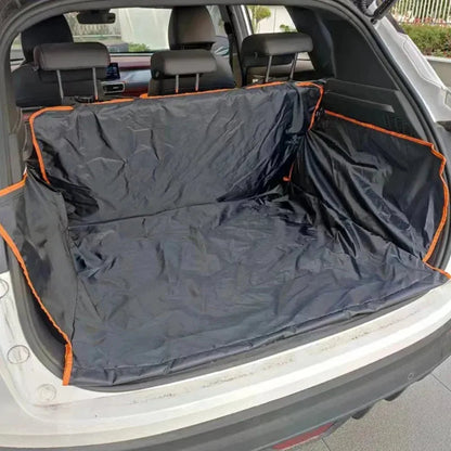 Manta protectora para maletero de coche con borde naranja, ideal para mascotas