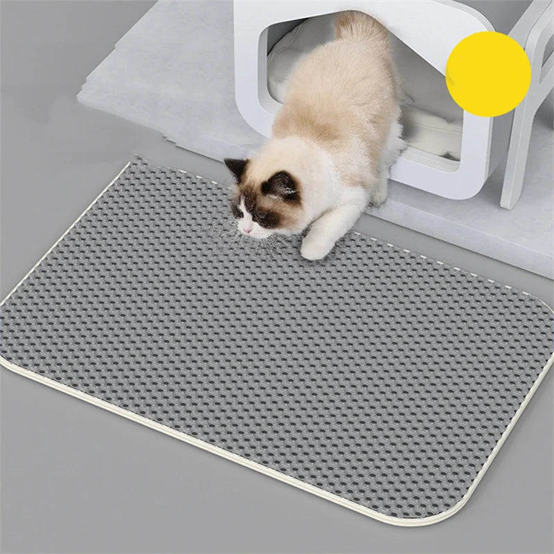 Alfombra antideslizante para gatos con textura de puntos, ideal para entrada de arenero y bienestar felino