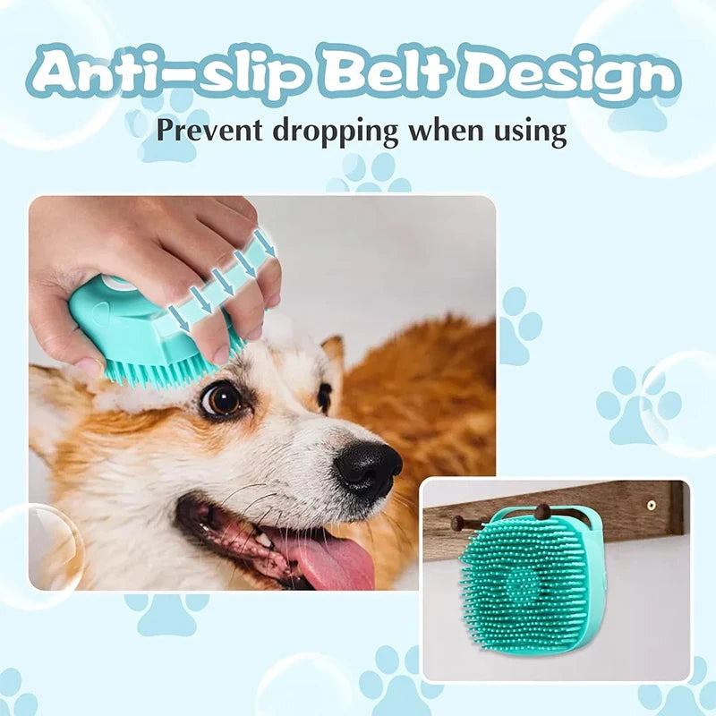 Cepillo de baño para perros con diseño de correa antideslizante, ideal para mascotas