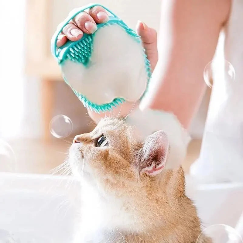 Guante de baño para gatos con cerdas suaves, ideal para cepillado y limpieza durante el baño