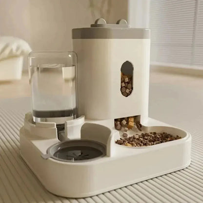 Comedero automático para mascotas con dispensador de agua y comida seca, ideal para perros y gatos