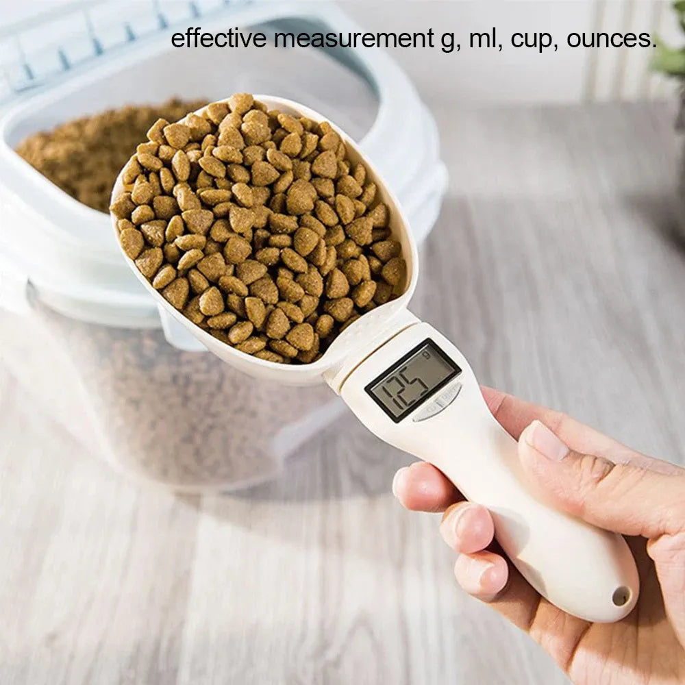 Cuchara medidora digital para comida de mascotas con pantalla LCD, mide en gramos y onzas