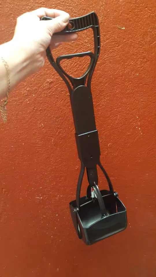Recogedor de heces para mascotas, negro, con agarre ergonómico y bolsa integrada